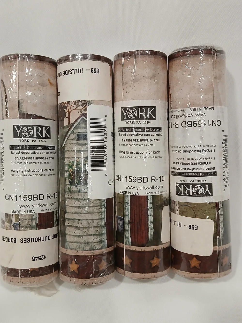 NOS Lot of 4 York Country Bath Outhouse Wallpaper Borders CN1159BD 20 Yds Total